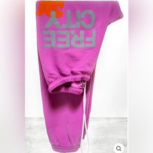 Freecity Pink Joggers with Orange and Gray Accents